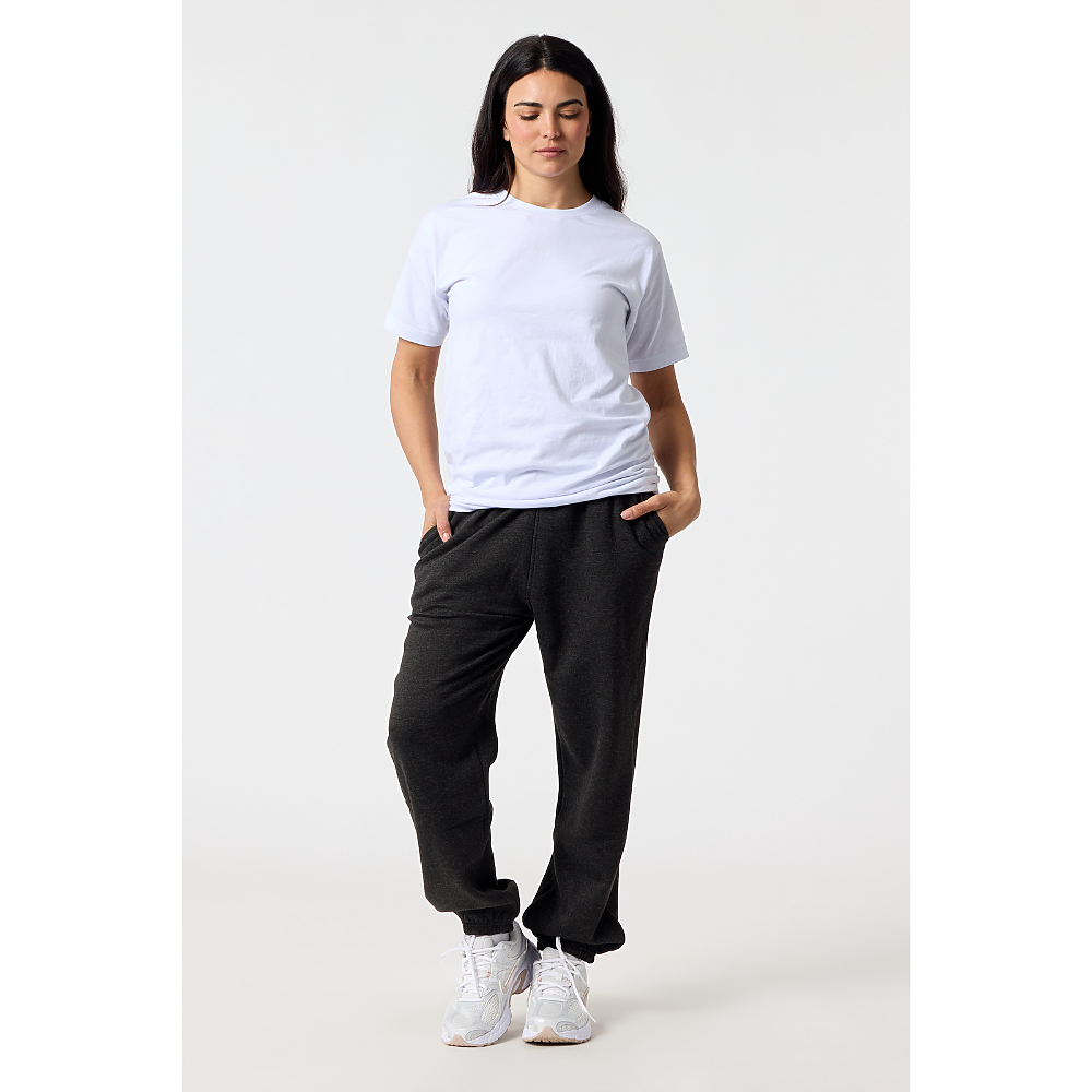 Essential Sweatpants in Charcoal Heather on model