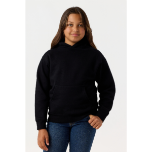 Youth Hoodie in Black on model