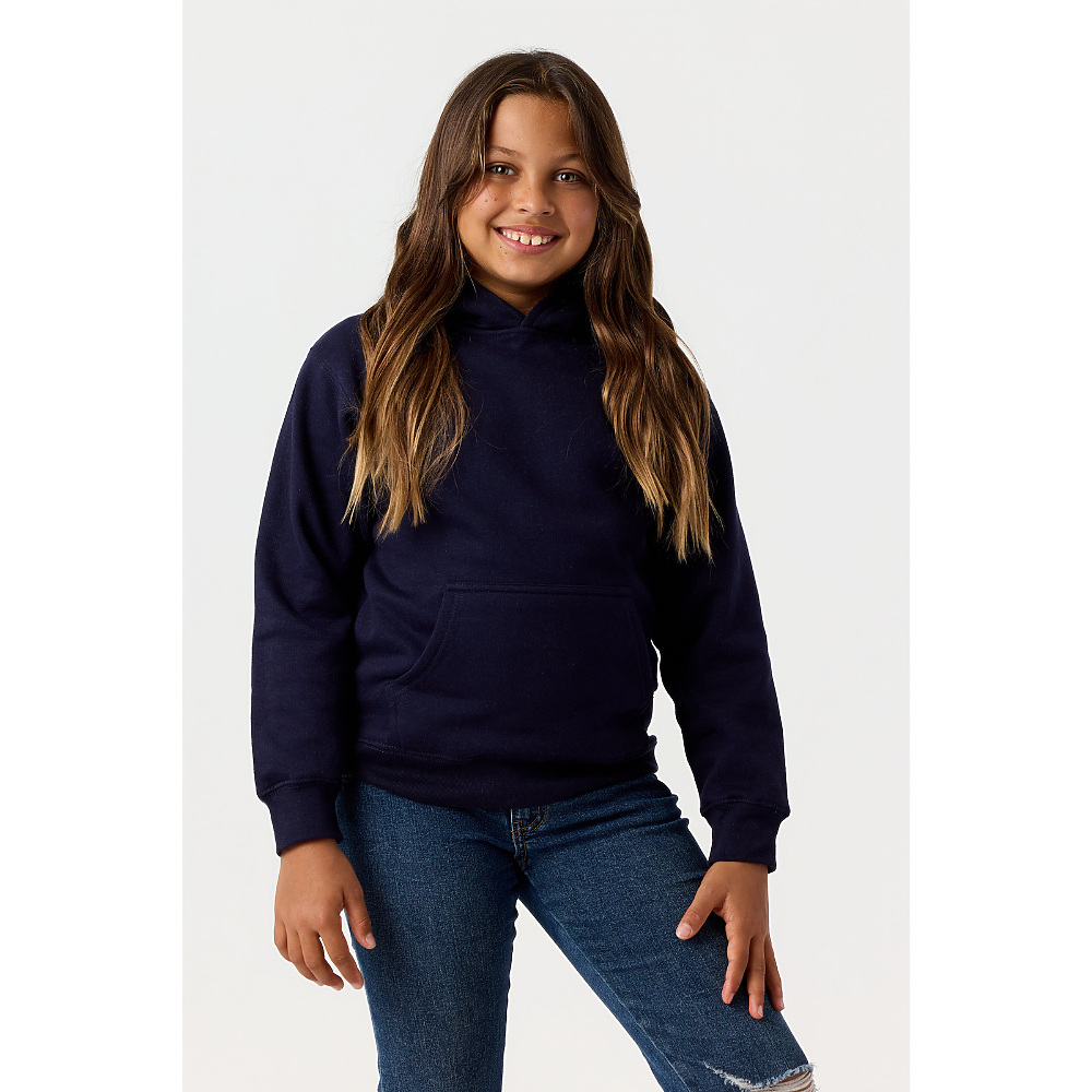 Youth Hoodie in Navy on model