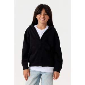 Youth Zip Hoodie in Black on model