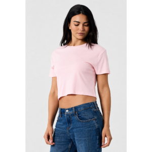 Relaxed Cropped Tee in Baby Pink