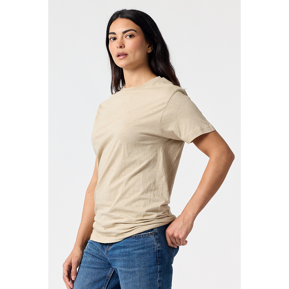 Everyday Tee in Oatmeal Heather on model
