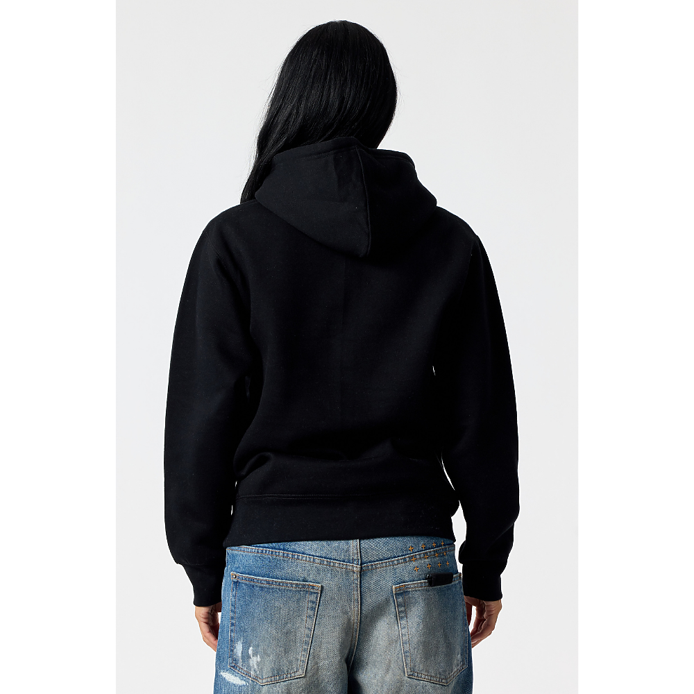Back view of a black Premium Hoodie