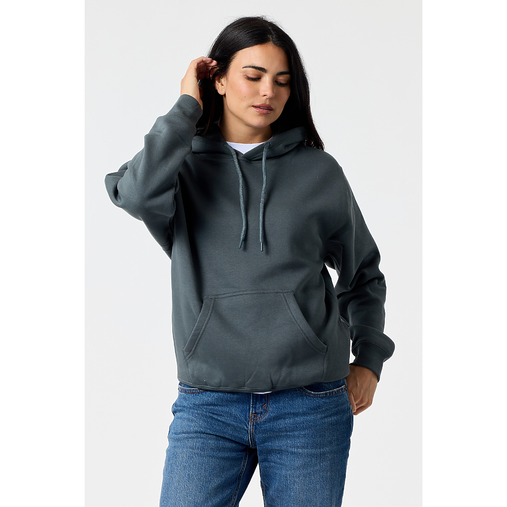 Heavyweight Hoodie in Space Grey on model