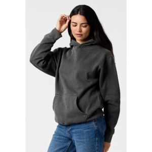 Heavyweight Fashion Hoodie in Ash Black (Pigment Dye) on model