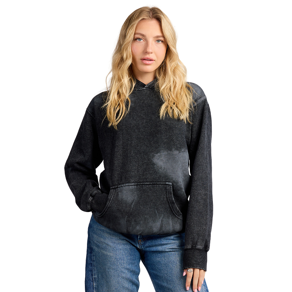 Grunge Wash Hoodie in Shadow Black