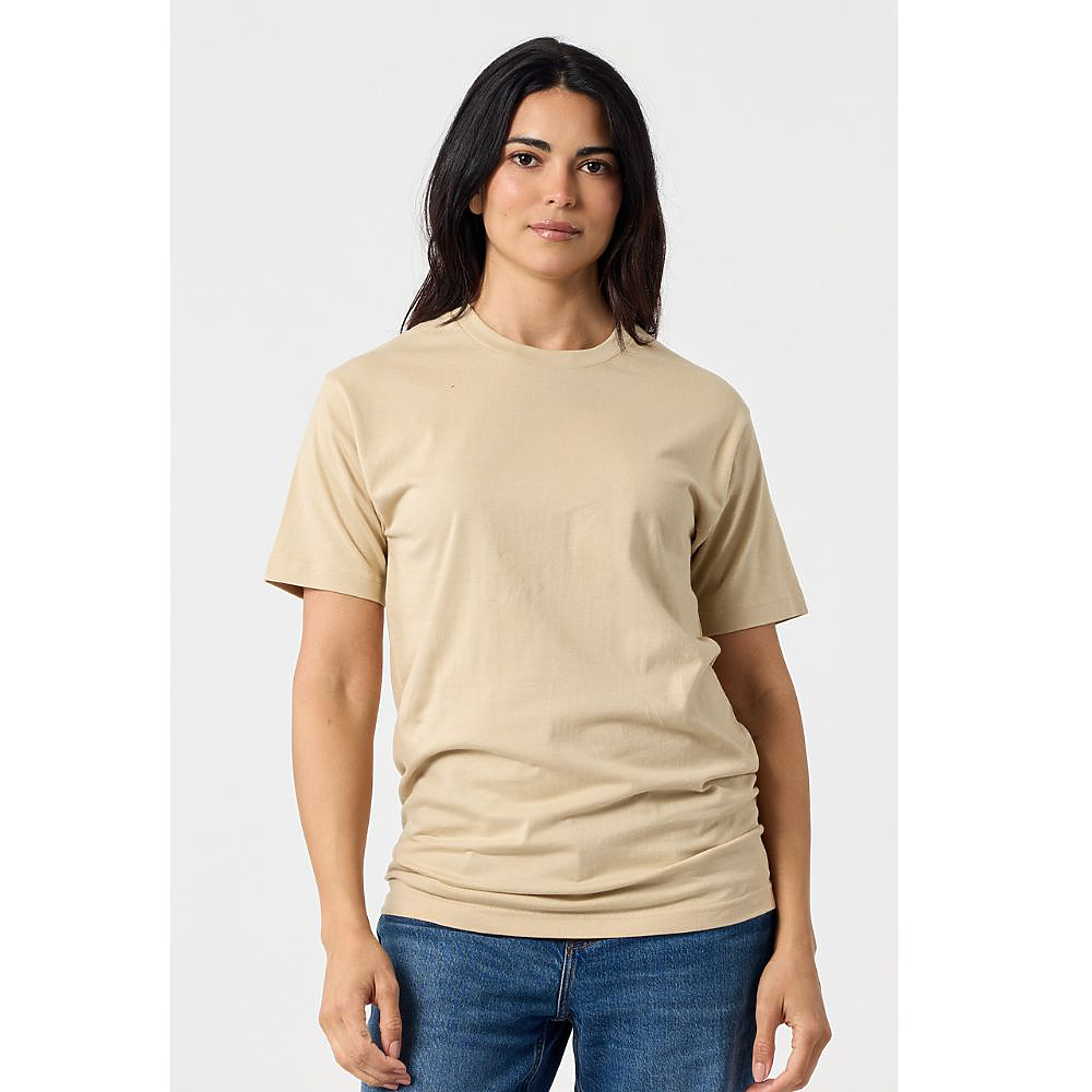 Classic Tee in Sand on model