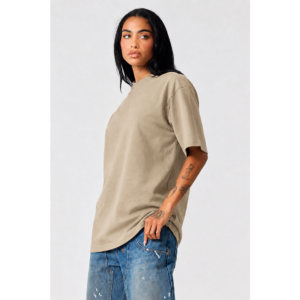 Oversized Heavyweight Tee in Greige on model